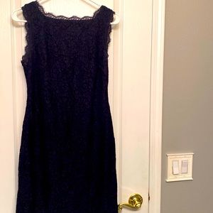 Women’s navy lace dress.